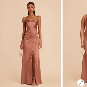 Birdy Grey Matte Satin Gown in Desert Rose, size medium. NWT!